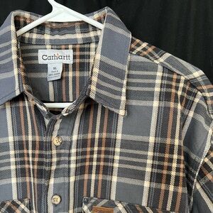 Carhartt Plaid Heavy Cotton Flannel Button Up Shirt, XL Tall